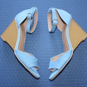 NEW Lulus Denim Blue Wedges Sandals